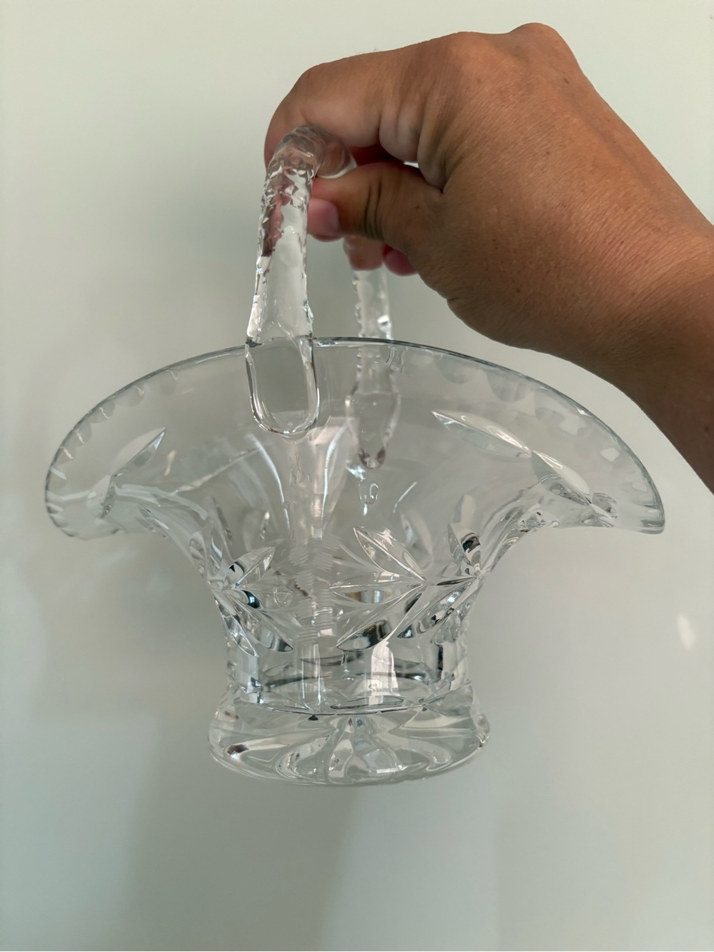 Vintage Clear Crystal-Look Basket with Handle